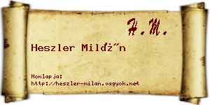 Heszler Milán névjegykártya