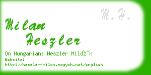 milan heszler business card